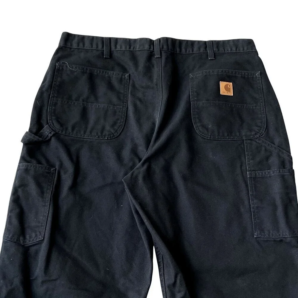 Carhartt Mens 40x32 Duck Loose Fit Canvas Black Utility Chore Pants Carpenter - Picture 3 of 16